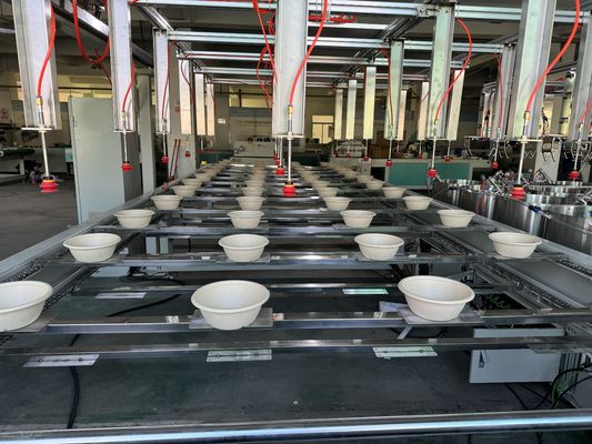 Tam otomatik kaplama hattı 24 istasyon pulp kalıplı ürün için spin kaplama makinesi