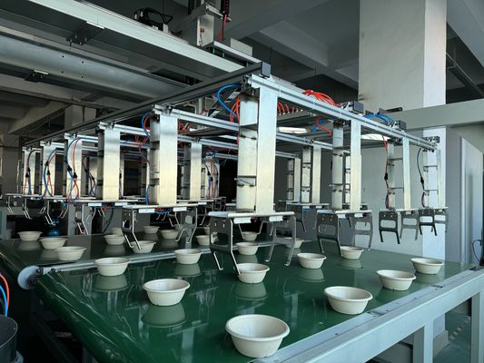 Uzun Yaşam Süresi Yüksek Hızlı Robotik Montaj Pulp Kalıplandırma Kaplama Makinesi Pulp Kalıplandırılmış Ürün için 24 İstasyon