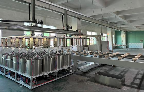 Kalıplı Pulp Masa Tablosu için Yüksek Verimlilikli Spin Kaplama Üretim Hatı - Özelleştirilebilir Parametrelerle 24 İstasyonlu İç Kaplama Sistemi