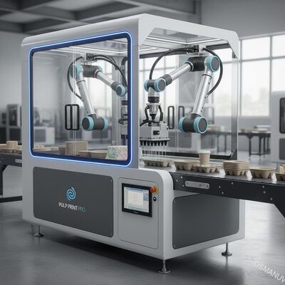 Kalıplı Kağıt Hamuru İçin Entegre Robotlu Alma-Bırakma Tek Geçişli Su Bazlı Dijital Yazıcı – Çevrimiçi Otomatik Dekorasyon
