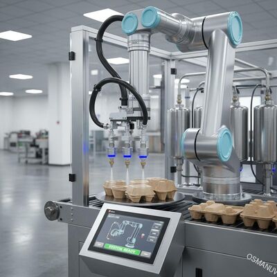Kalıplı Pulpa Ambalajları için Yüksek Hassasiyetli Robotlar İç Kaplama Serpilme Sistemi