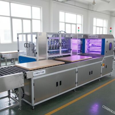 Ahşap kompozit panellerde çevre dostu bitirme için kompakt UV LED transfer kaplama hattı