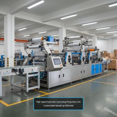 Esnek ambalaj için Yüksek Hızlı Otomatik Laminasyon Üretim hattı. 300 m/dakikaya kadar özelleştirilebilir hızlar.