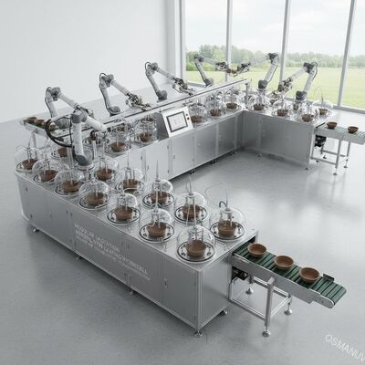 Kalıplı Kağıt İç Kaplama İçin Modüler 24 İstasyonlu Robotik Spin Coating İş İstasyonu – Esnek Üretim