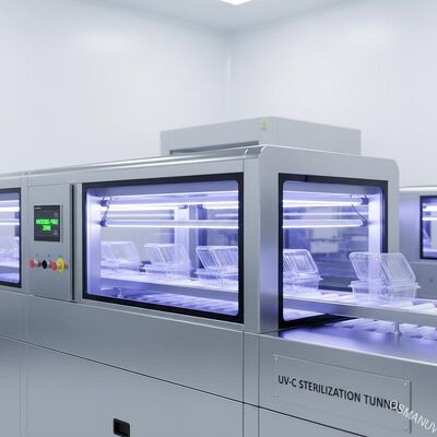 Şeffaf gıda ambalajının yüksek hızlı sterilizasyonu için In-Line UV-C Tünel
