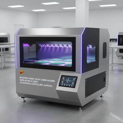 Endüstriyel Kalite LED UV Sıfırlama Makinesi. Solvent tabanlı kaplamaların, mürekkeplerin ve yapıştırıcıların hızlı kurutulması ve sıfırlanması için.