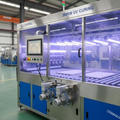 MDF Kurulu 388kw Uv Işık Kürleme Püskürtme Kaplama Makinesi PLC Kontrol Kalsiyum Silikat Kurulu