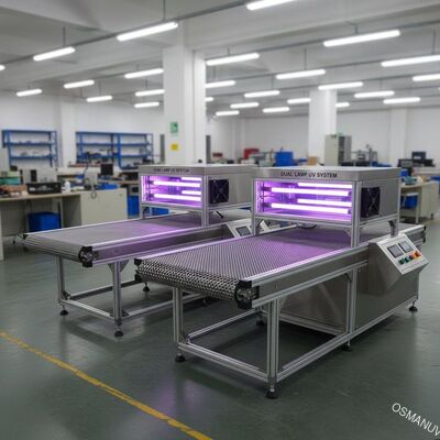 İki Lambalı Uv Kürleme Konveyör Sistemleri 6.8KW Toplam Güç Hava Soğutma