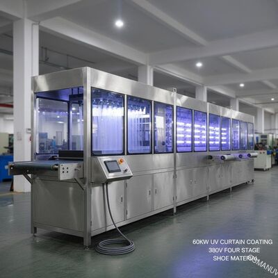 Ayakkabı Malzemesi İçin 60KW Uv Perde Kaplama Makinesi 380V Dört Aşamalı Taşıma