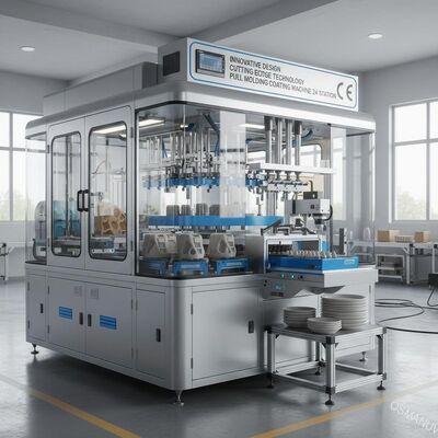 Yenilikçi Tasarım Kesme Teknolojisi Pulp Molding Coating Machine 24 Station CE