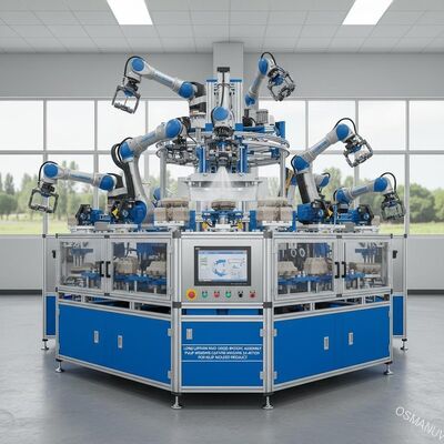 Uzun Yaşam Süresi Yüksek Hızlı Robotik Montaj Pulp Kalıplandırma Kaplama Makinesi Pulp Kalıplandırılmış Ürün için 24 İstasyon