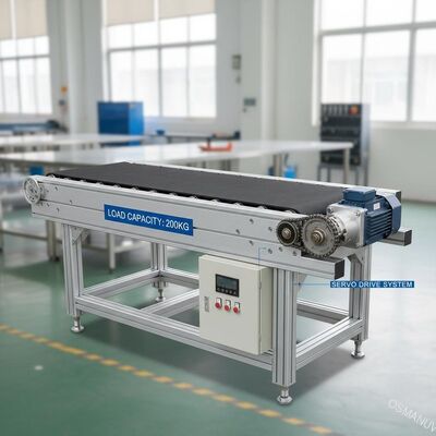 200 kg yük kapasitesi ile lastikli kemer ve servomotorlu taşıyıcı kemer makinesi