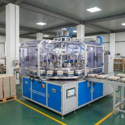 High-Speed 24-Station Rotary Spin Coating Line for Pulp Molding Food Tray Waterproofing