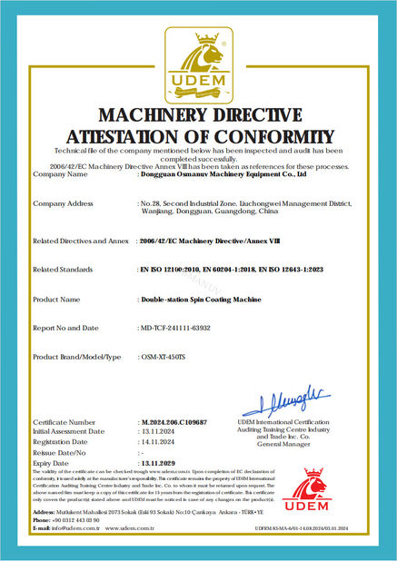 Çin Dongguan Osmanuv Machinery Equipment Co., Ltd Sertifikalar