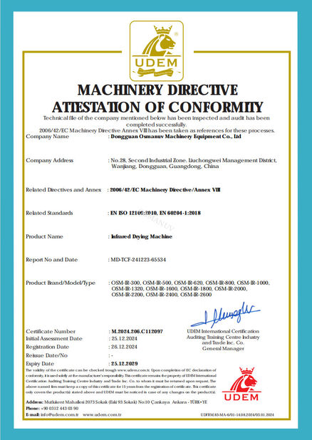 Çin Dongguan Osmanuv Machinery Equipment Co., Ltd Sertifikalar